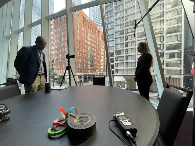 Professional services workshop interview captured for a corporate video production