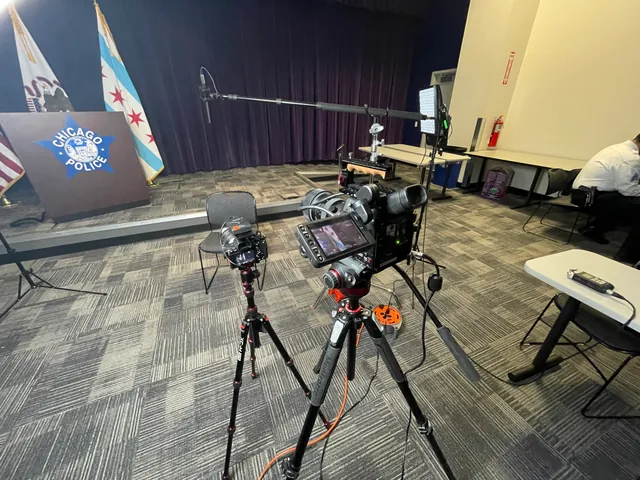 Public safety documentary interview filmed by a Chicago video production crew