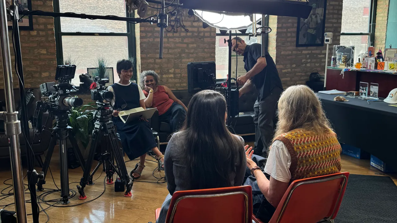 Simplistic Views crew filming a multicamera corporate video production in Chicago