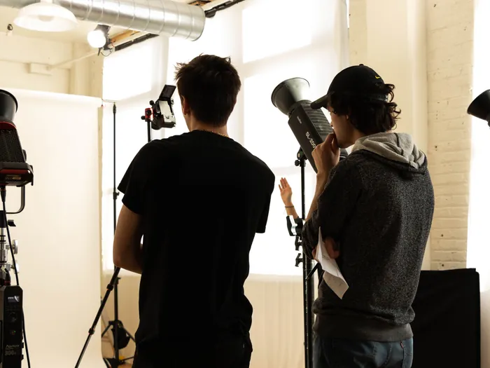 Cinematic lighting setup for a brand film production in Chicago