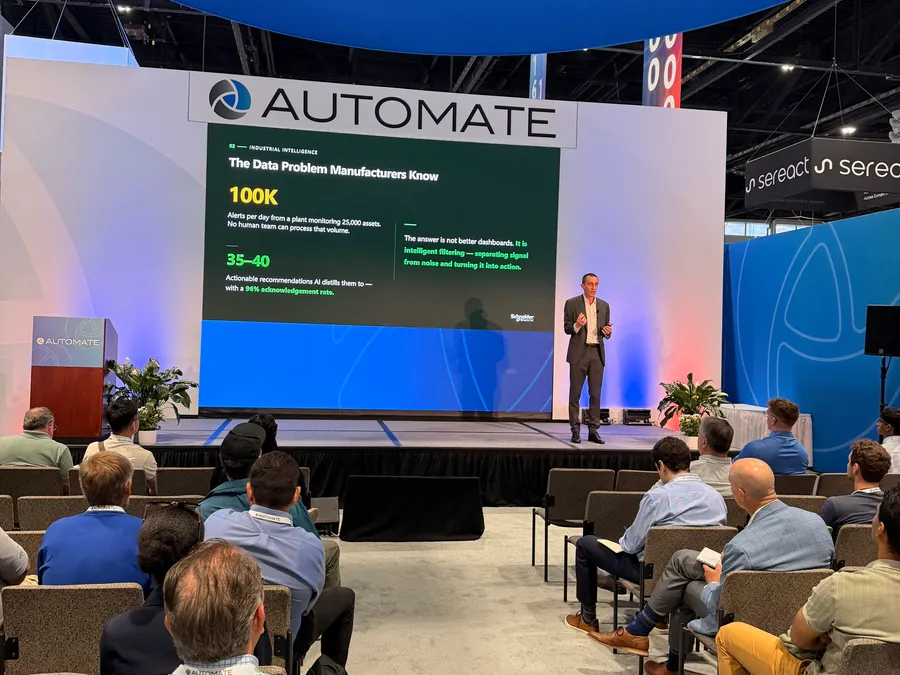 Video crew covering seminar sessions at the AUTOMATE trade show
